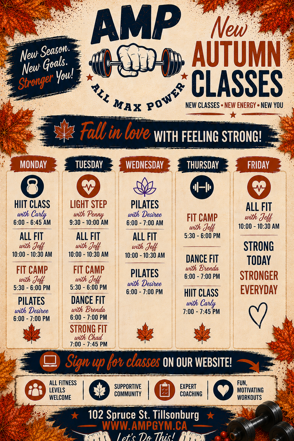 Autumn Classes Schedule 