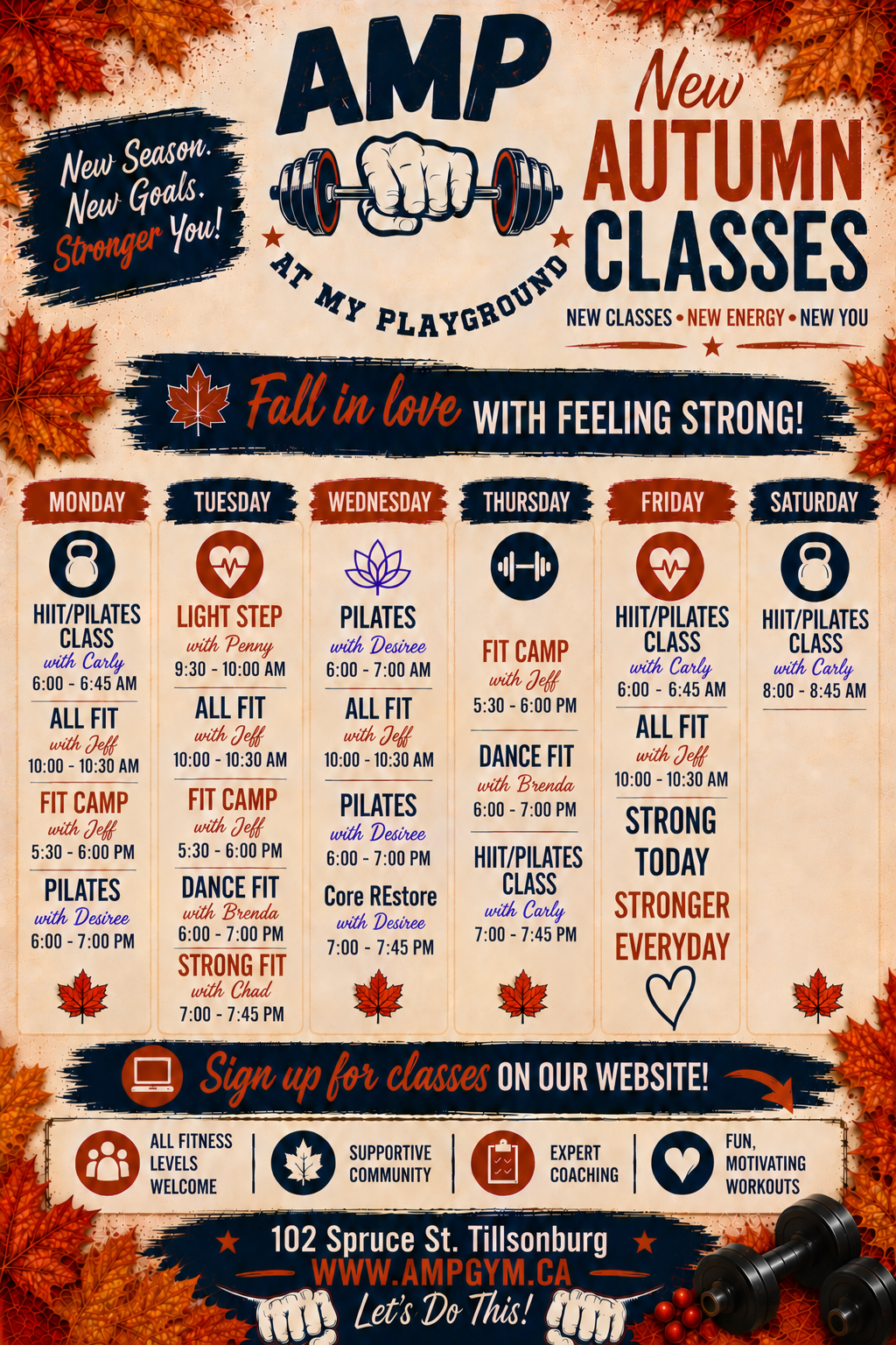 Autumn Classes Schedule 
